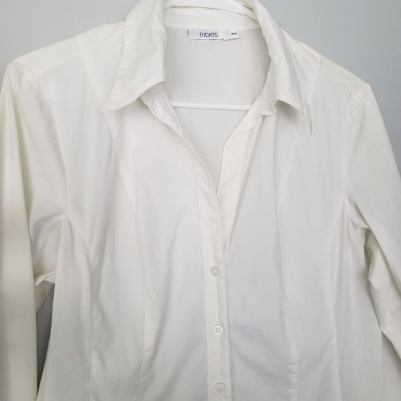 RICKI'S off white classic button down Ladies Shirt medium - Picture 2 of 6